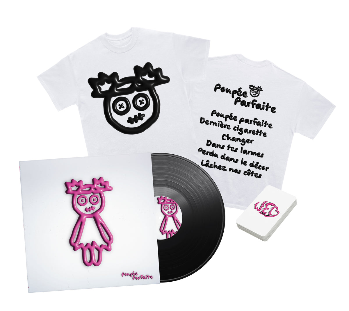PACK Vinyle « Poupée parfaite » + T-shirt (inclus une carte collector à collectionner)